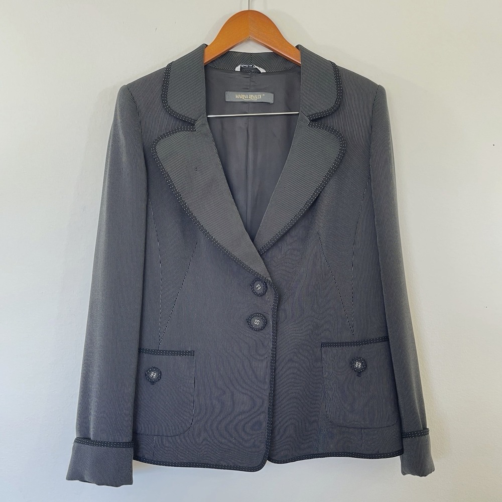 Marina Rinaldi Womens Blazer‎ Jacket Size 12 Black Professional Career Business